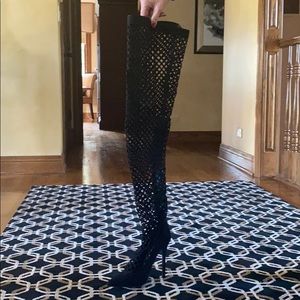 Thigh high netted boot - privileged ride out